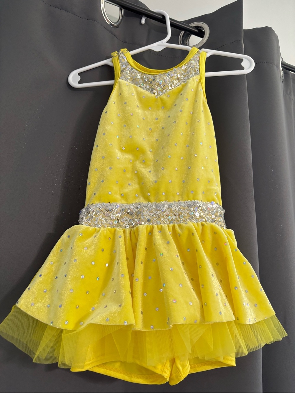 Weissman Yellow Sequin Tutu Dress with Sparkle Waist